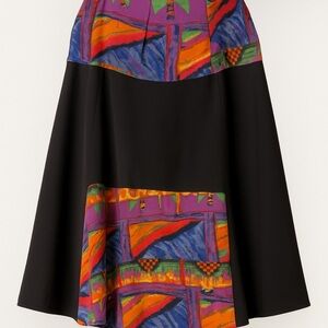 Vintage-Inspired Diana Marco Abstract Colorblock Size16 Artistic Skirt